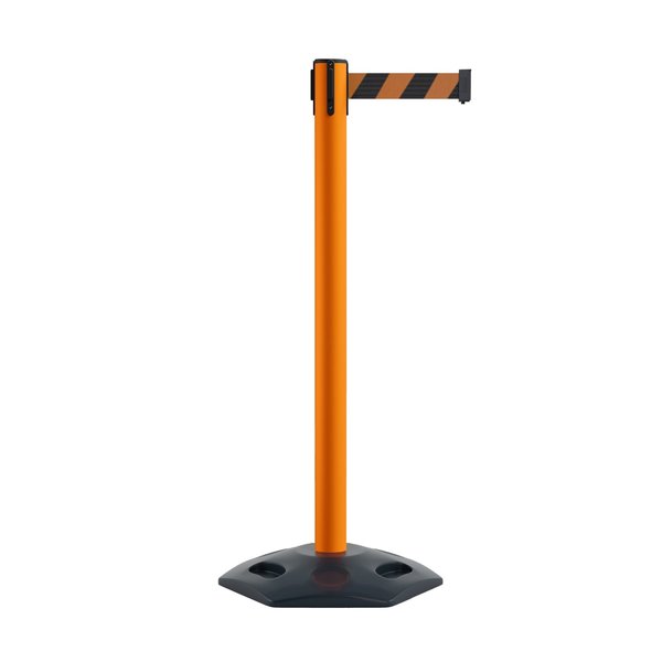 Montour Line Stanchion Belt Barrier Rubber Base Orange Post 9ft.Blk/Or Belt MSR630-OR-BOD-90